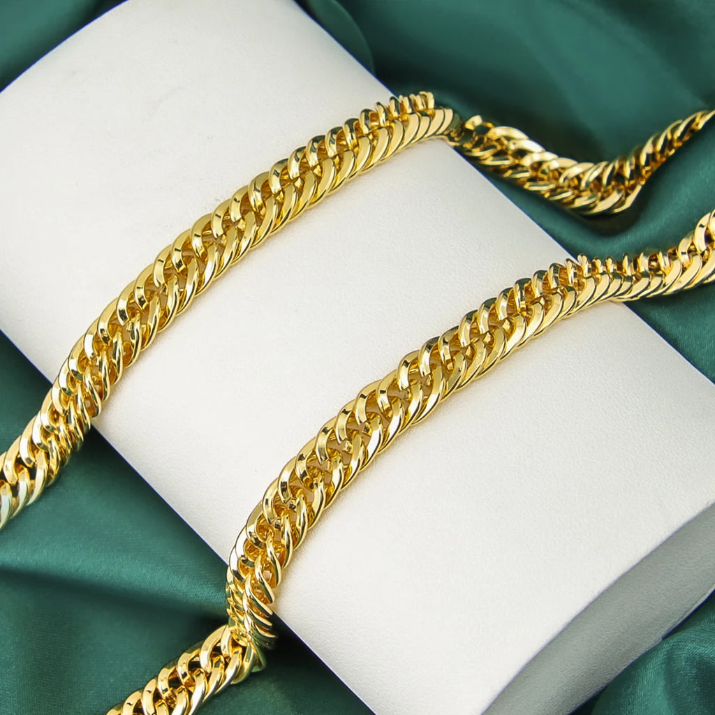 2pcs Necklace Set 18k Gold Plated  Women's Men's Vintage Jewelry