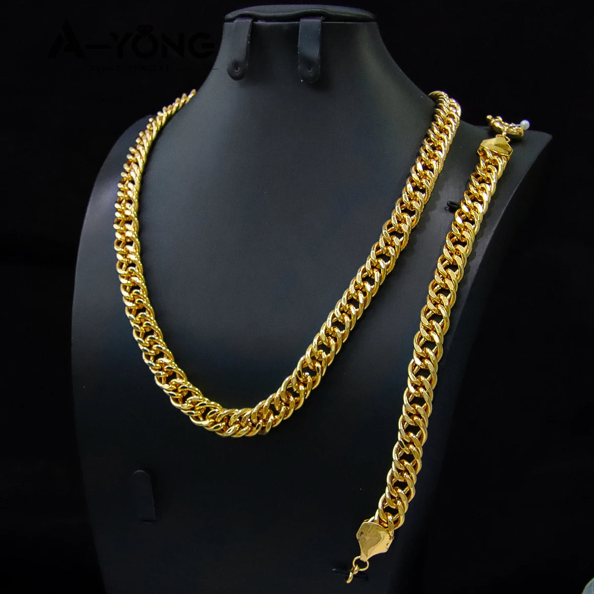 Luxury Jewelry Set 21k Gold Plated Dubai Fashion  Necklace  Women Men