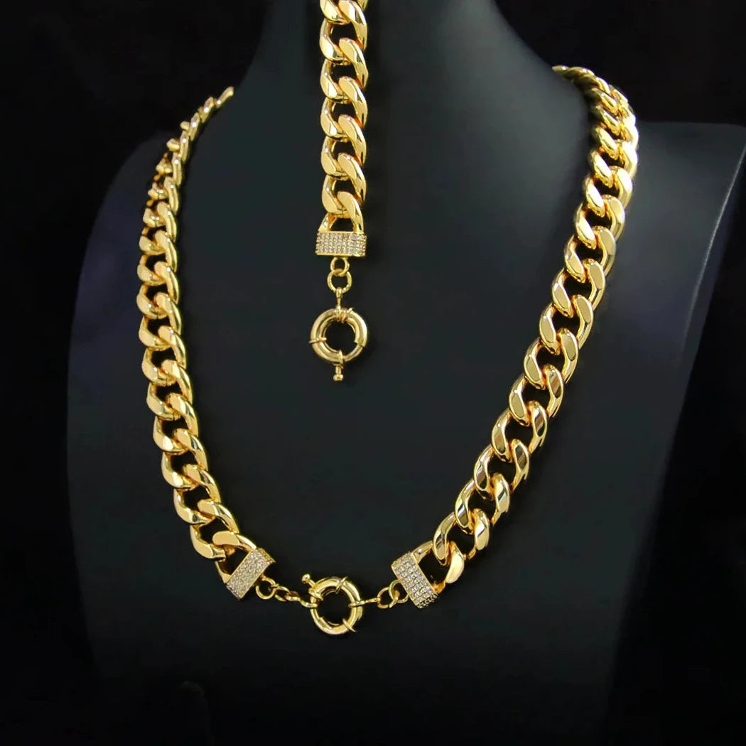 Luxury Jewelry Set 21k Gold Plated Dubai Fashion  Necklace  Women Men