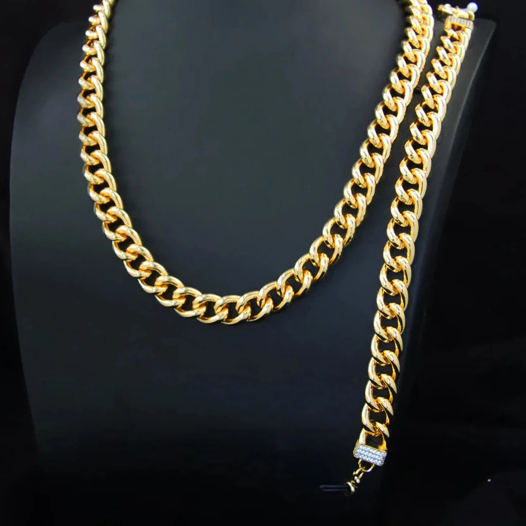 Luxury Jewelry Set 21k Gold Plated Dubai Fashion  Necklace  Women Men