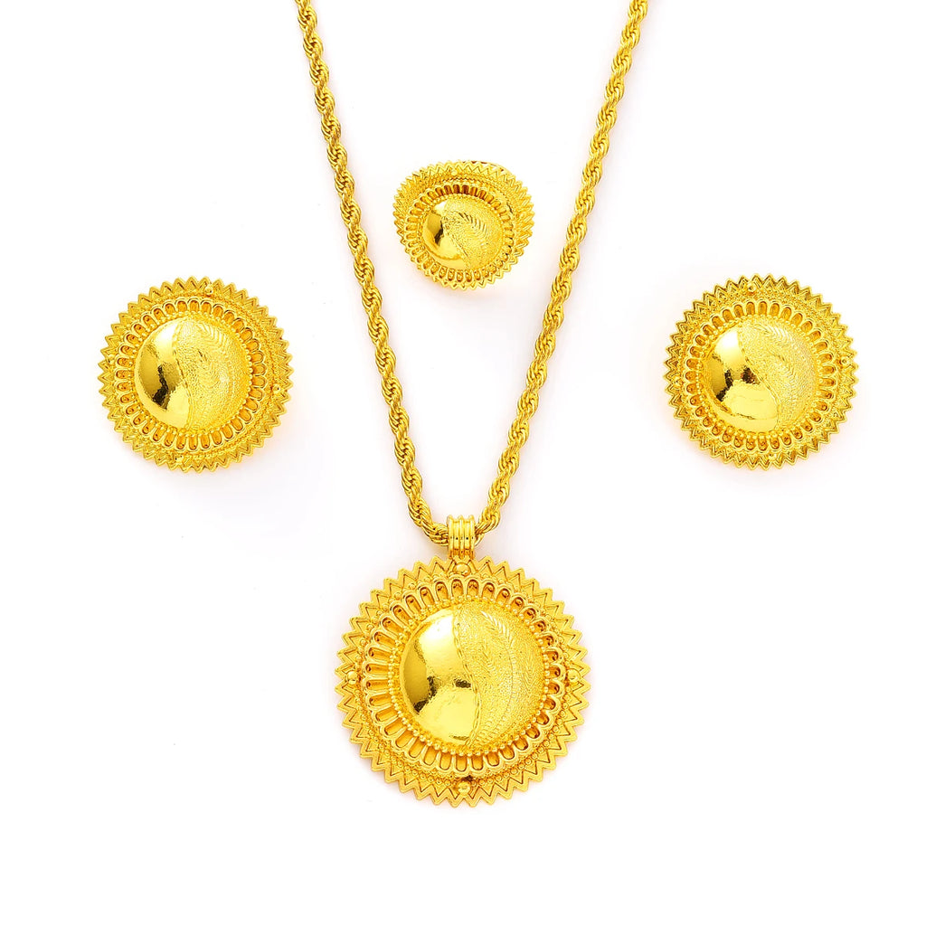 Eritrean Ethiopian Ethnic Gold Color Necklace Pendant Ring Earring