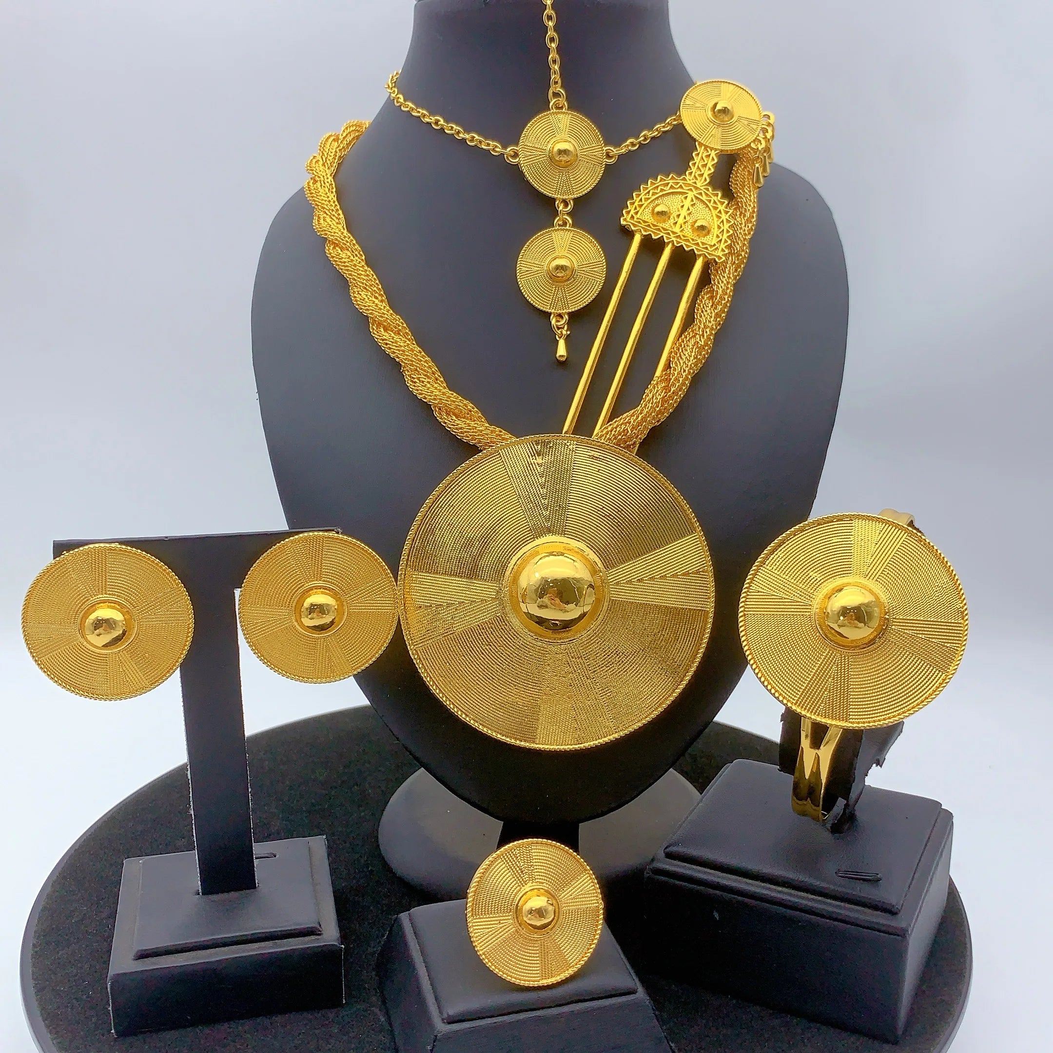 Luxury Ethiopian 24k Gold Color 6pcs Jewelry Sets