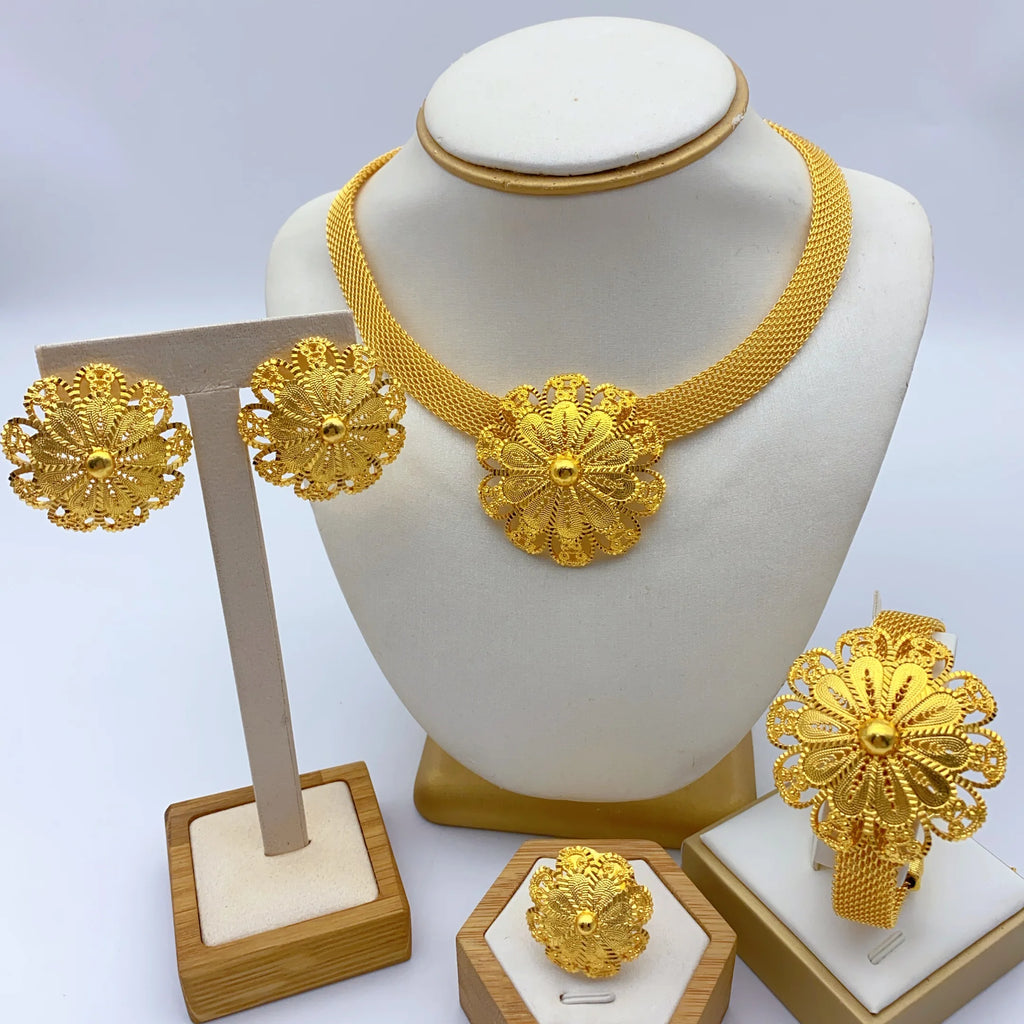 Luxury Ethiopian  Necklace And Earrings Jewelry Sets