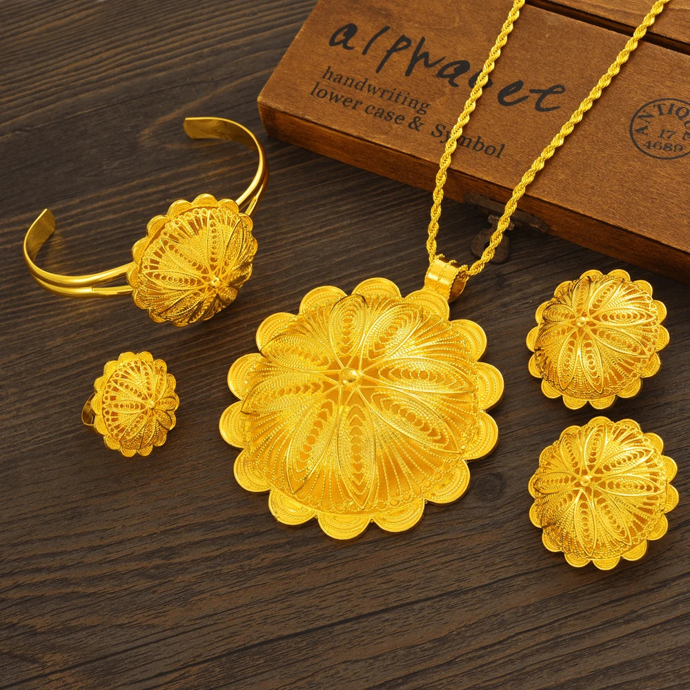 Habesha Jewelry sets Pendant Earrings Rings Bangle
