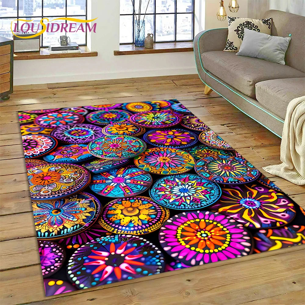 Ethiopia Colorful Flower Woven Art Baskets Rug Carpet