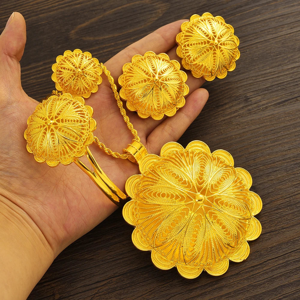 Habesha Jewelry sets Pendant Earrings Rings Bangle