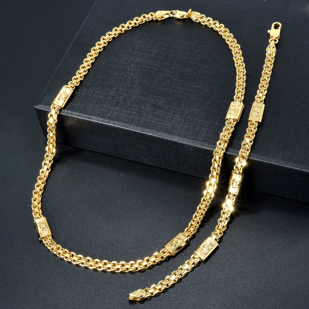 Italian Jewelry Set 18K Gold Plated Latest Design Women Men  Long Necklace Bracelet Set
