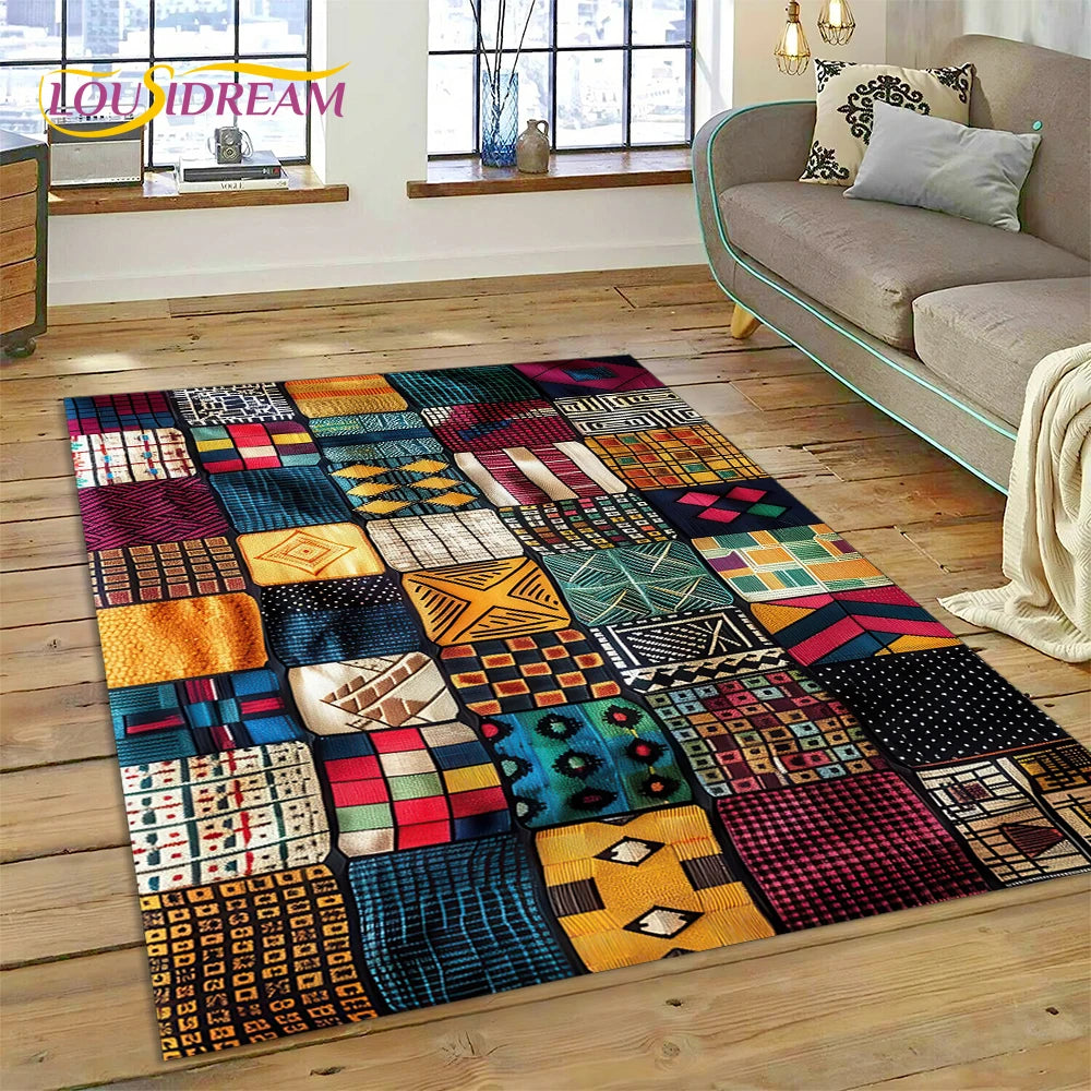 Ethiopia Colorful Flower Woven Art Baskets Rug Carpet