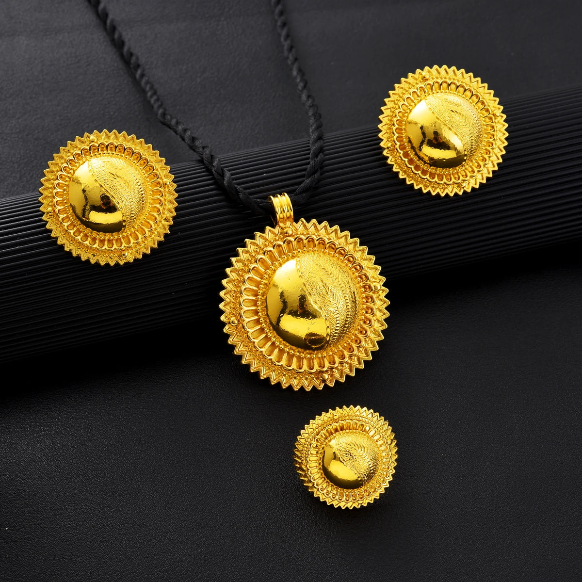 Eritrean Ethiopian Ethnic Gold Color Necklace Pendant Ring Earring