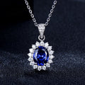 925 Sterling Silver Necklace Pendant Shining 5A Zircon for Women Wedding Jewelry Engagement Charm Party Gift royal blue
