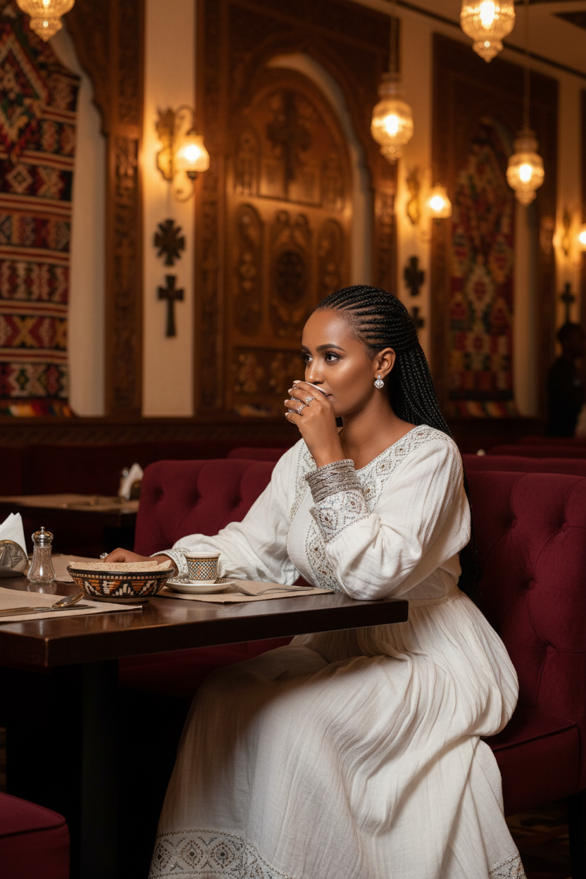 Habesha Woman at Addis Luxury Restaurant