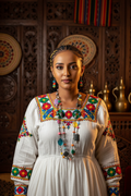 Habesha Woman with Multicolor Beaded Jewelry