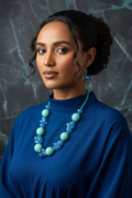Habesha Woman with Turquoise Crystal Necklace & Earrings