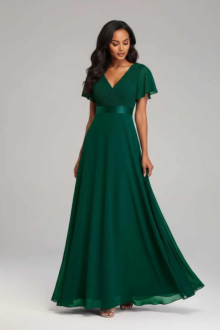 Women's Long Dresses Elegant Green Tulle Evening Dress with Sequins Plus Size Formal Party Gown