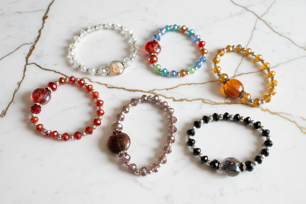 6 pcs Crystal Focal Bead Bracelet