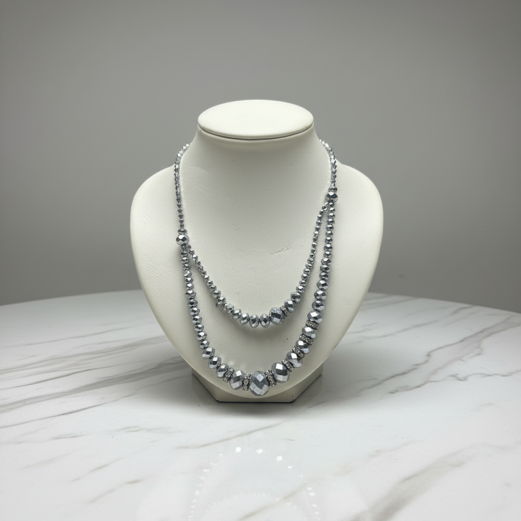 Silver Necklace Luxury Marble