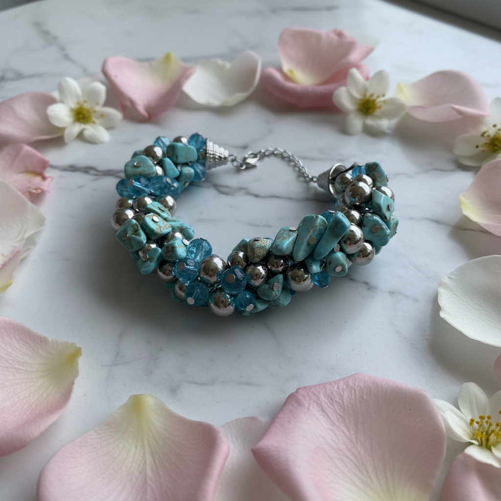 Stone Crystal Bracelet – Luxury Marble Background